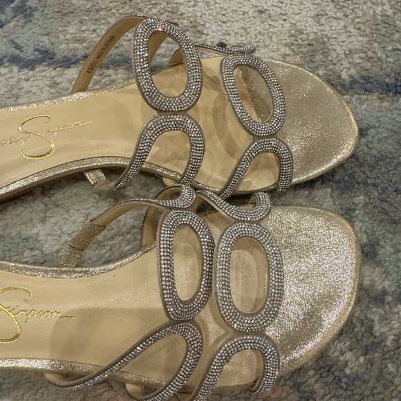 Jessica Simpson Gold Rhinestone Sandals - Picture 4 of 6